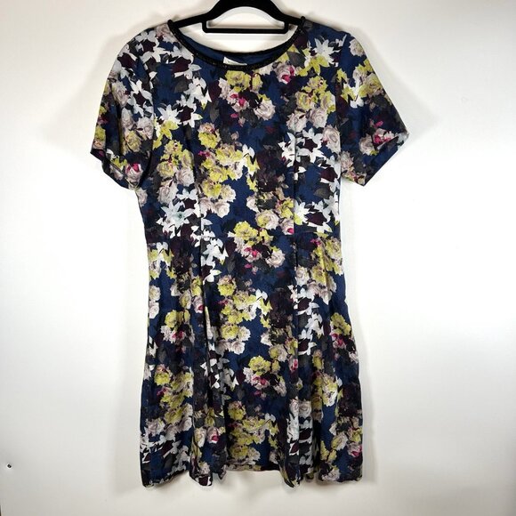 Monsoon Women's Midi Dress Size 10 Multi 100% Cotton A-Line Floral Beaded Collar - Picture 1 of 9